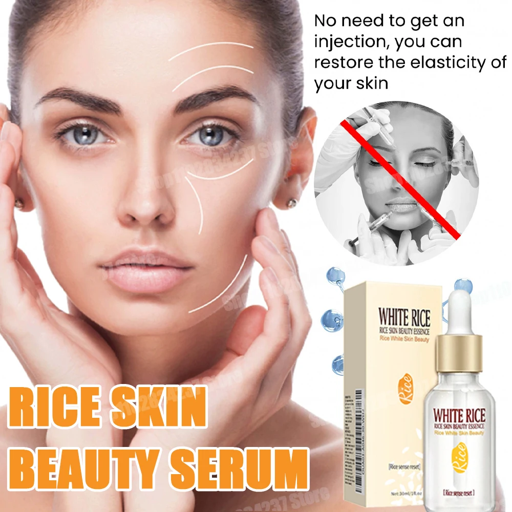 

White Rice Face Serum Shrink Pores Brightening Whitening Cream Anti Aging Lines and Wrinkles for Glowing Skin Firm Care Essence