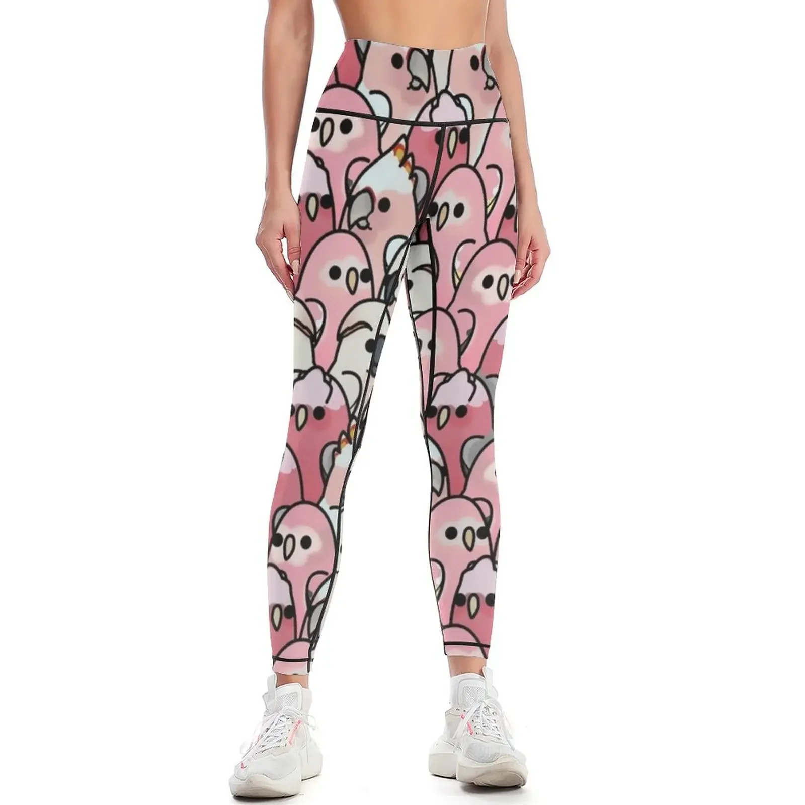 

Too Many Birds! - Pink Parrot Posse! Leggings Fitness's gym clothes sportswear for gym Womens Leggings