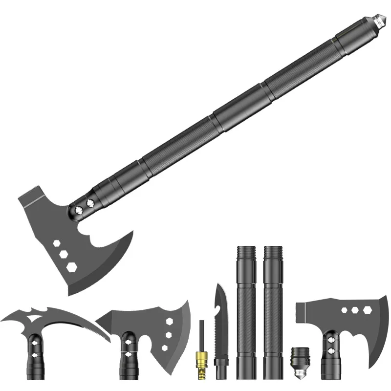 Aluminum Foldable Multi Function Axe Hammer Set Portable Outdoor Safety Tool Kit For Car Camping Mountain Emergency Field Work
