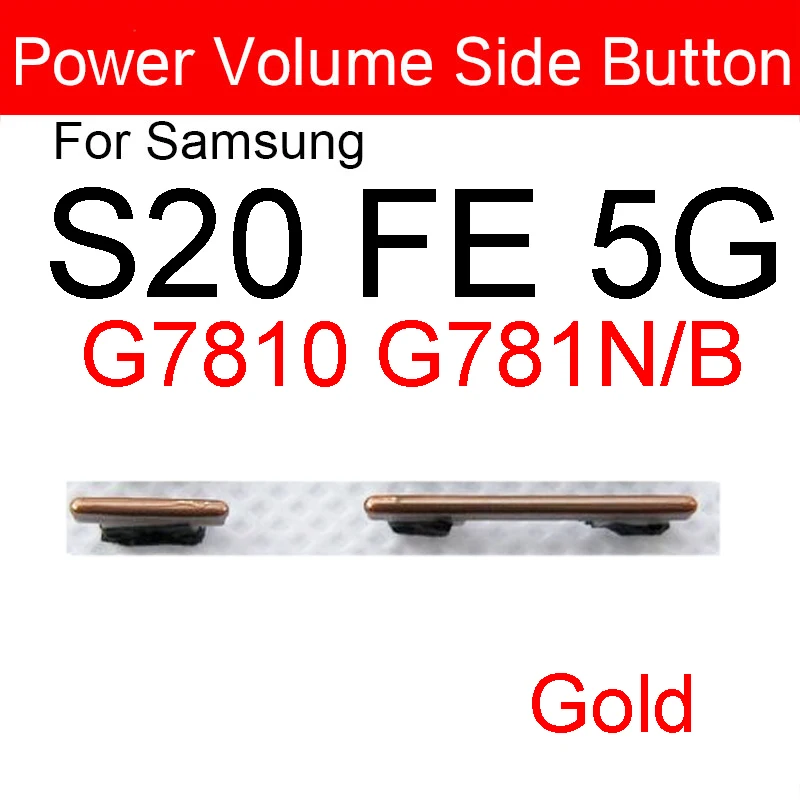 1Set(2pcs) Volume Power Button For Samsung Galaxy S20 FE 5G G7810 G781N/B Volume Button + Power On Off Side Key Repair Parts