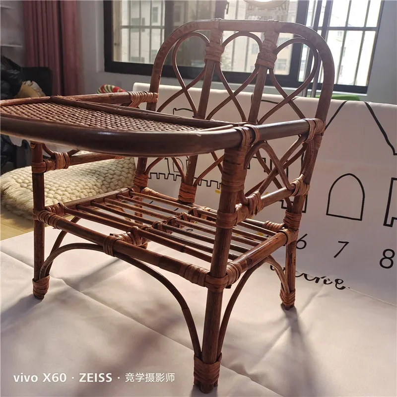 Baby Photography Props New Woven Rattan Study Table Shooting Accessories Rattan Chair Children Growth Commemorative Photo view 4