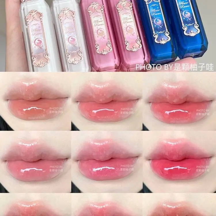 Flower Knows Moonlight Mermaid Gem Waterproof Liquid Lipstick Gloss Moisturizing Lip Gloss Mirror Surface Non-stick Cup Make Up