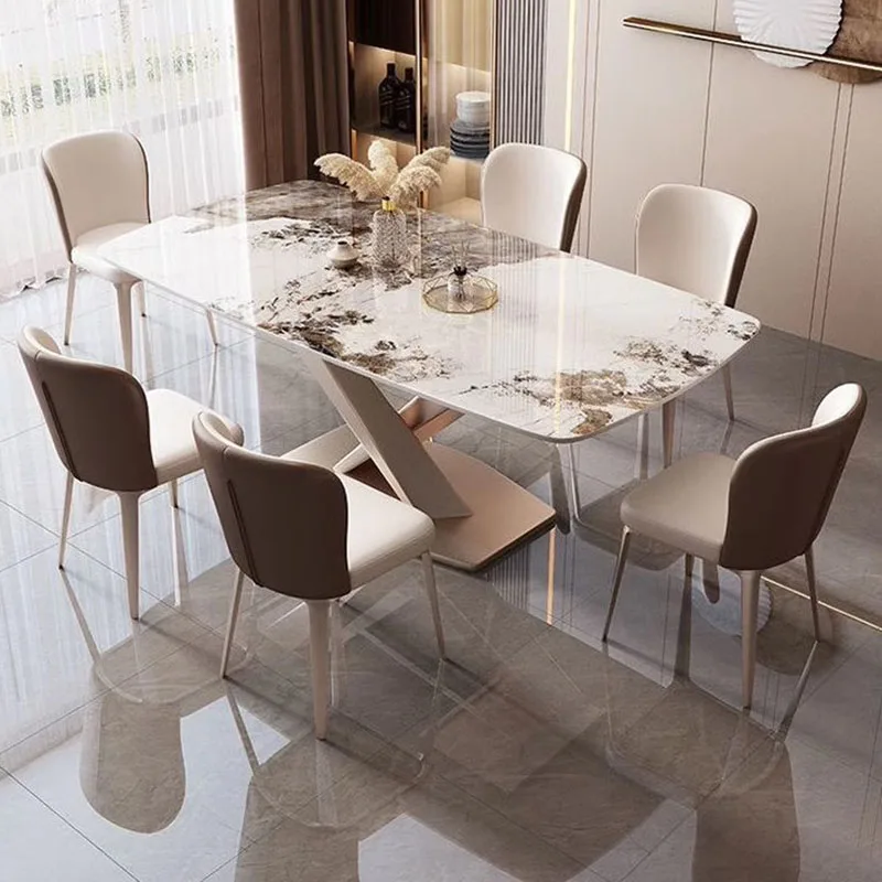 

Waterproof White Dining Table Chaire Nordic Corner Luxury Dining Table Large Centerpiece Mesa Plegable Living Room Furniture