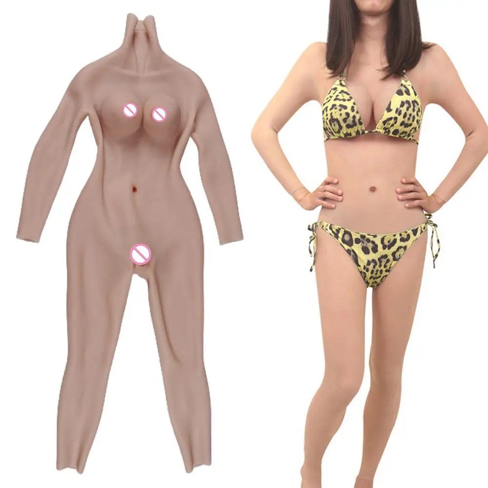 Ftm Female To Male Silicone Vagina Trans Suits Woman Boobs Bodysuit Silicon Gel False Boobs With Girl Pussy Costume