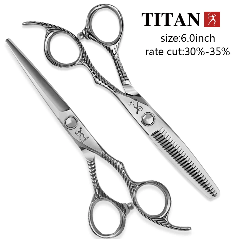 TITAN Hair Scissors 6.0 Professional Hairdressing Scissors Thinning Barber Scissor Set