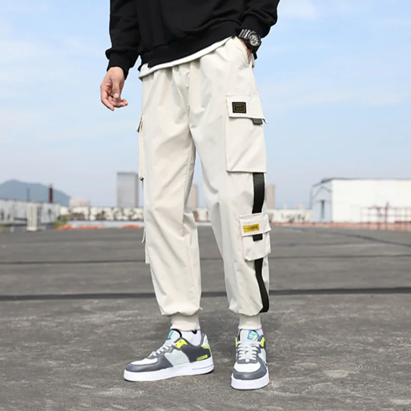 

Men's Spring Summer Cargo Pants Loose Tapered Cropped Joggers Casual Streetwear Sporty Trendy Utility Workwear