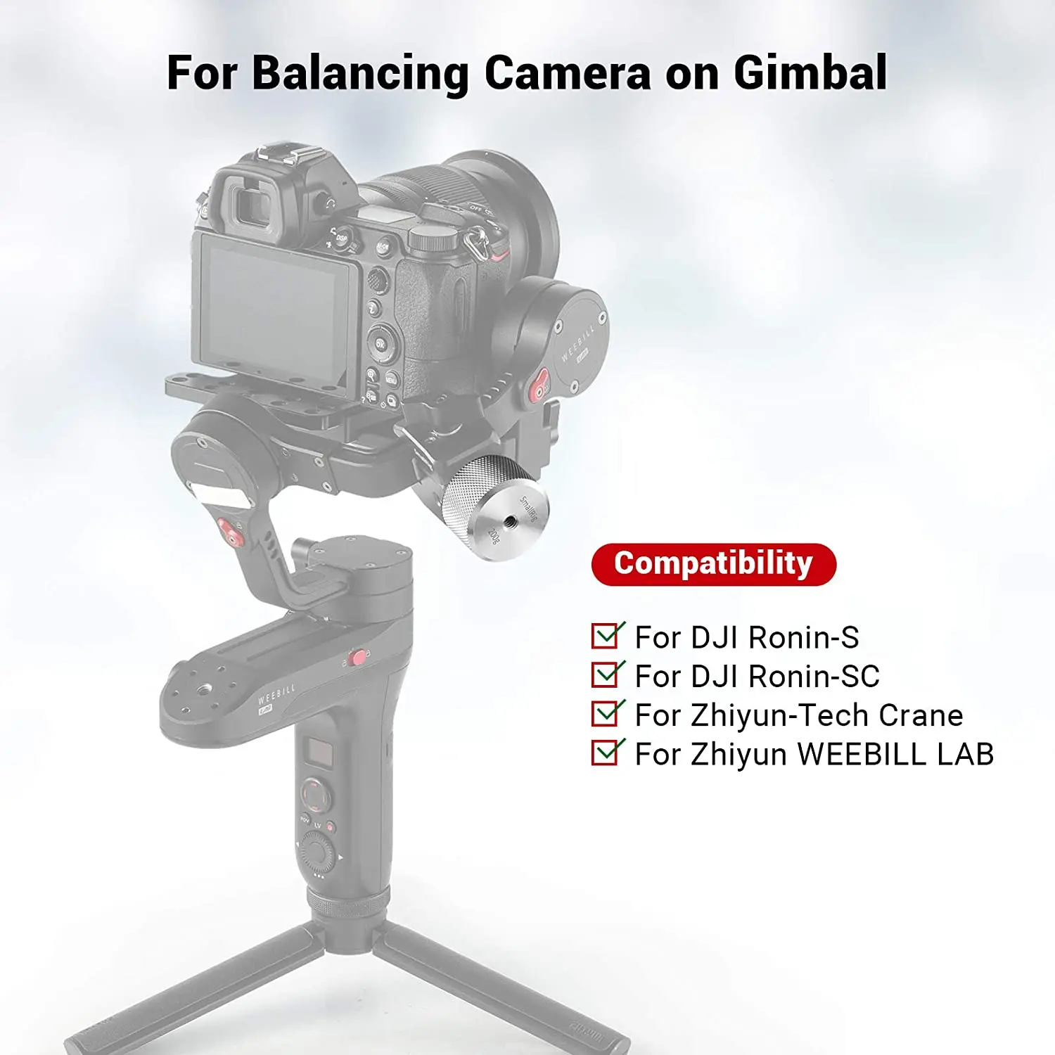 SmallRig Counterweight (50g) for DJI RS 2/RSC 2/RS3/RS3 Pro for Zhiyun-Tech Gimbal Stabilizers 1/4 Thread for Video Balance 2459