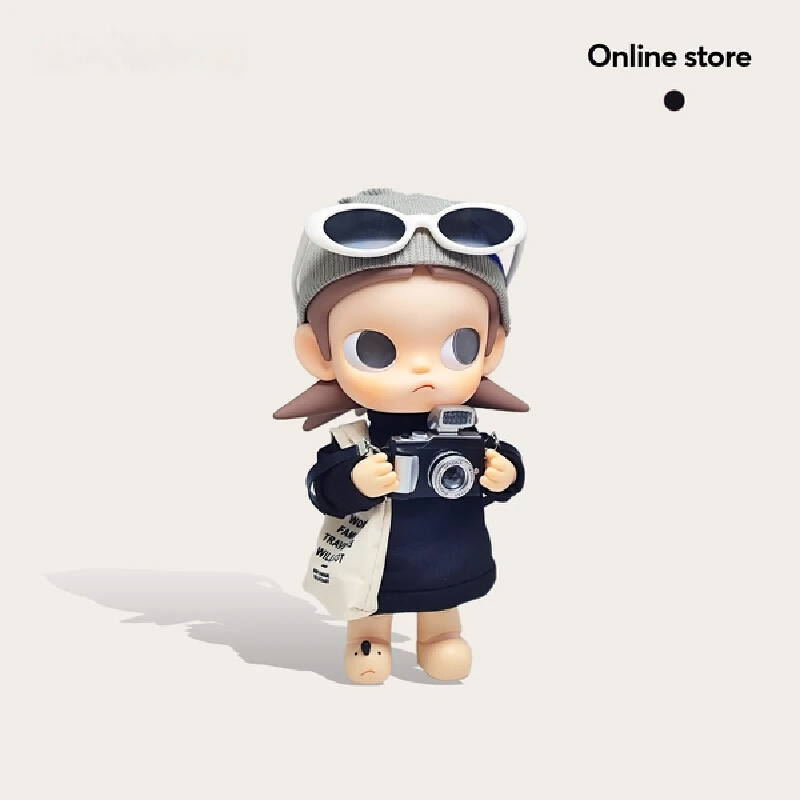 For Zsiga Doll Clothes Cool Black Outfit With Knitted Hat Crossbody Bag Mini Camera For Cartoon Figure Doll Dress Up Accessories