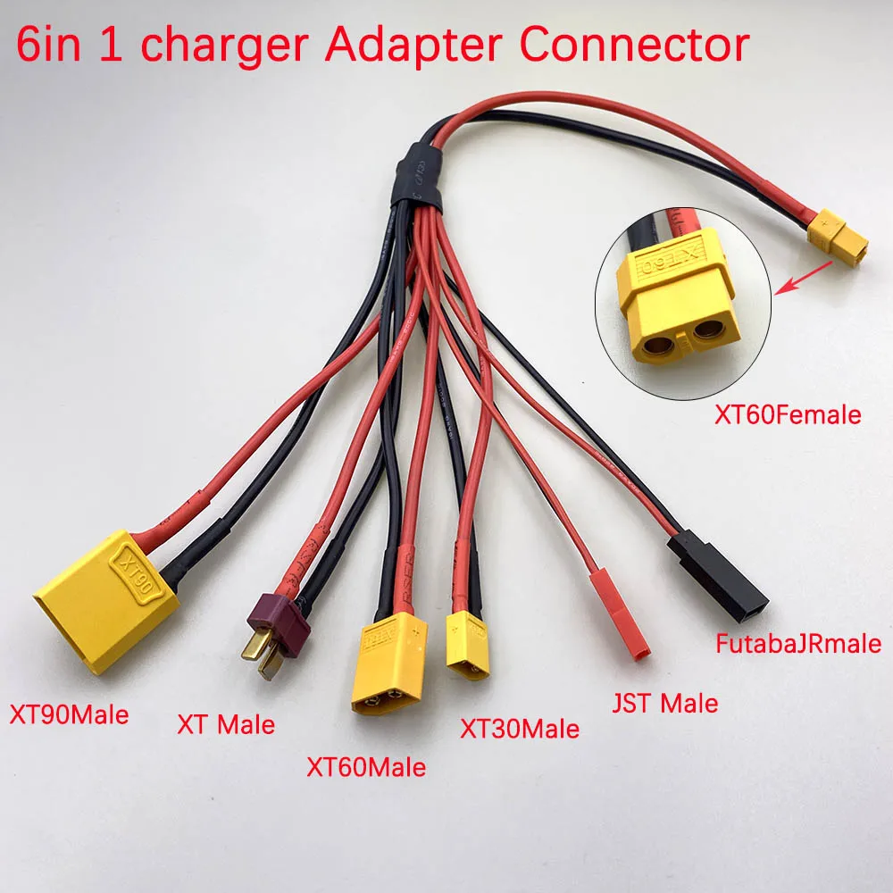 XT60 1-6 Multi Plug Terminal Conversion Cable Converter XT60 Female to XT JST Futaba JR XT30 XT60 XT90 Plug Charger Accessories