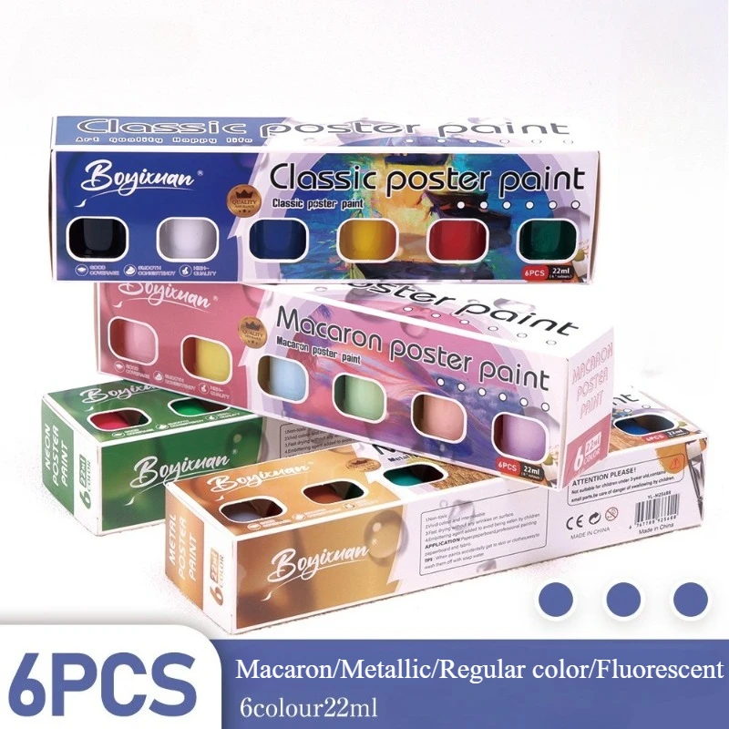 6 Colors 22ml Acrylic Pigment Set Quick-drying Waterproof for DIY Gypsum Doll Art Painting Handmade Graffiti Decoration