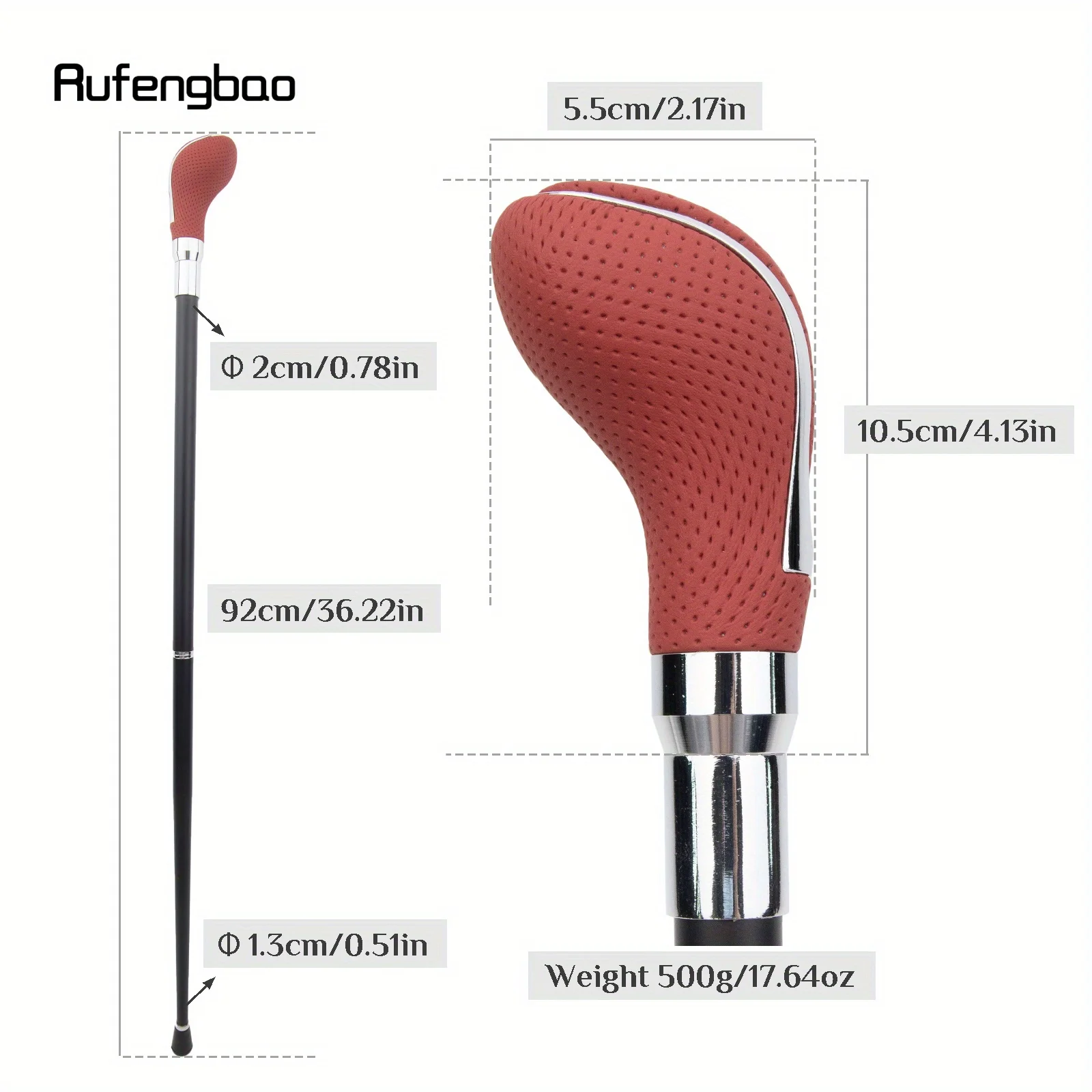 Rood Leer Zilver Riet Mode Decoratieve Stok Gentleman Elegant Cosplay Riet Crosier Prestaties Podium Riet 92cm