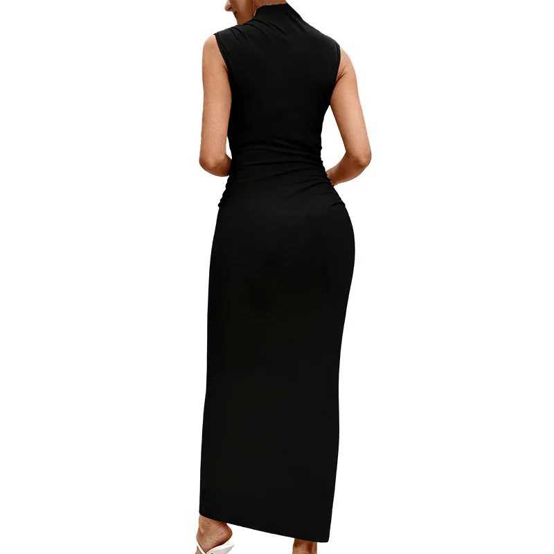 Elegant Pregnant Maternity Dress For Photo Shoot High Neck Solid Body Fitted Elastic Photography Prop Skirt For Women - view 6