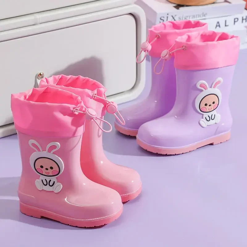 Children's Rain Boots for Boys and Girls Cartoon Baby Rain Boots Non-slip Cute Children's Rubber Boots Students Waterproof Shoes