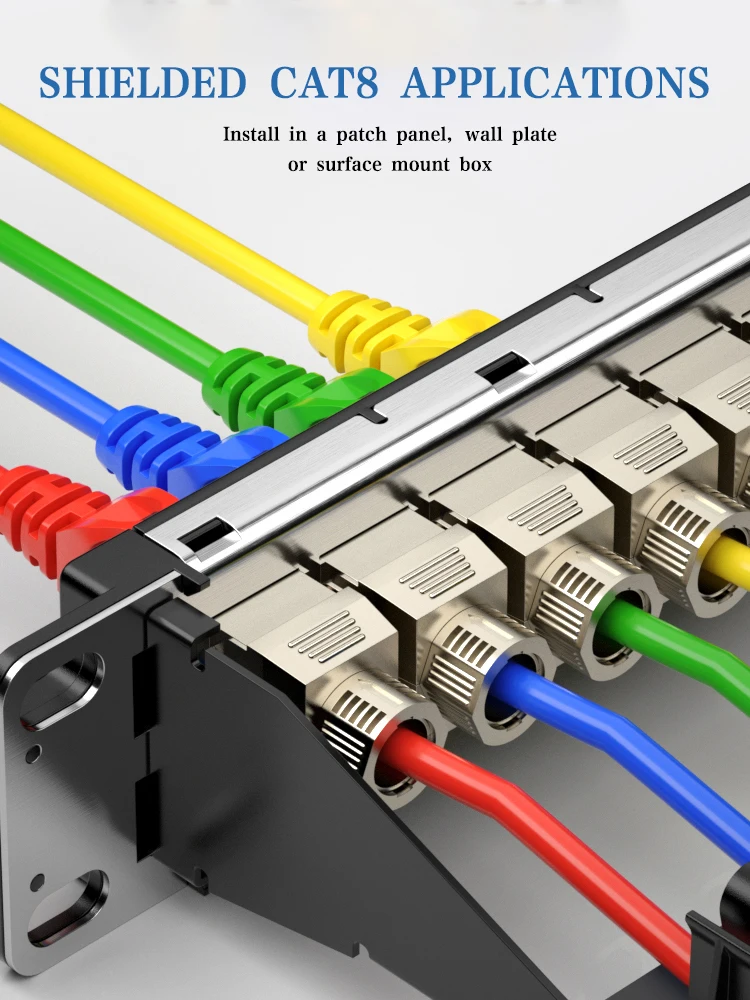 ZoeRax Cat6a Cat7 Cat8 Keystone Jack, RJ45 STP Módulo de aleación de zinc sin herramientas Adaptador Keystone Jack blindado 40 Gigabit