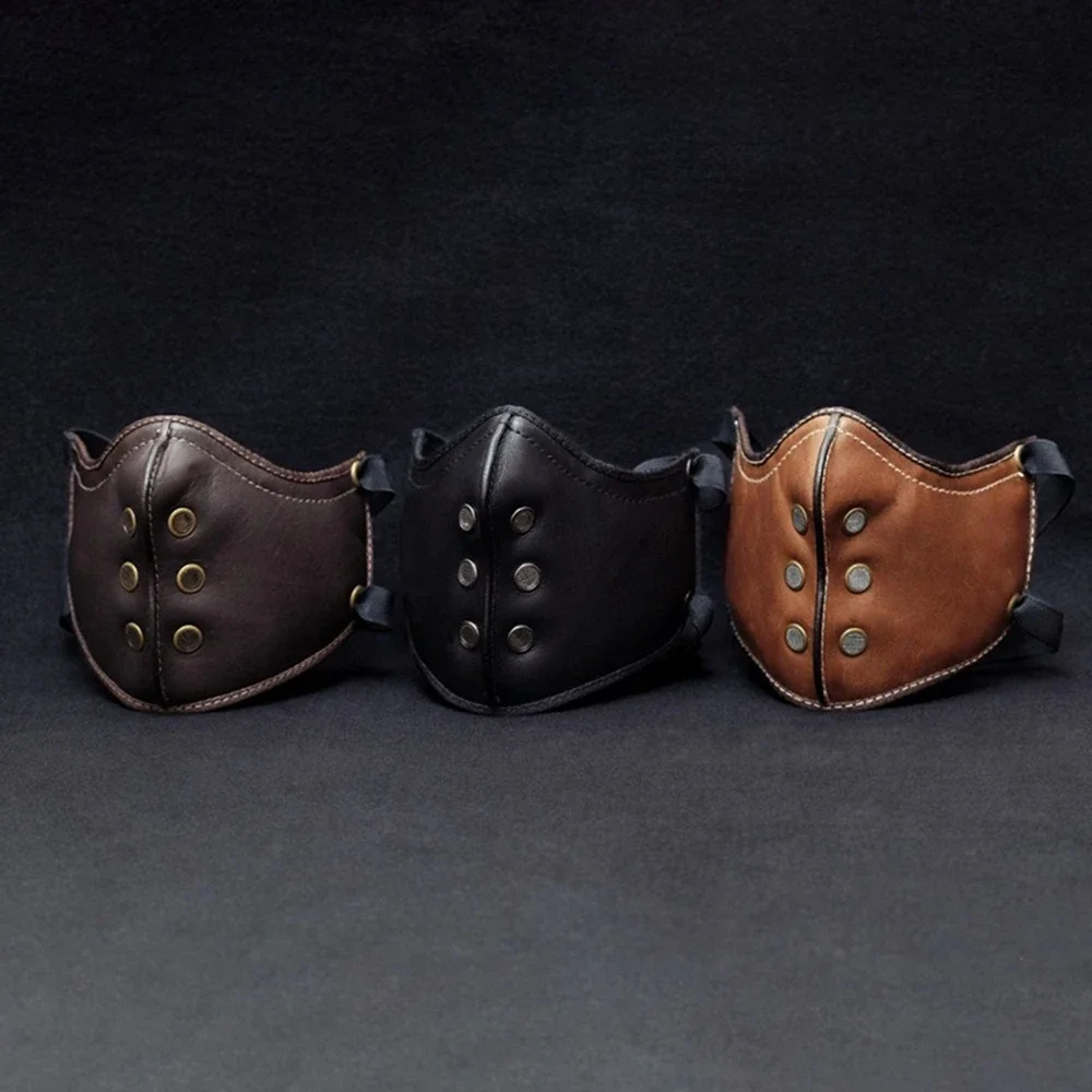 

Motorcycle Retro PU Leather Mask – Vintage Motorbike Riding Mask with Outdoor Dust-Proof Cycling Goggles for Men