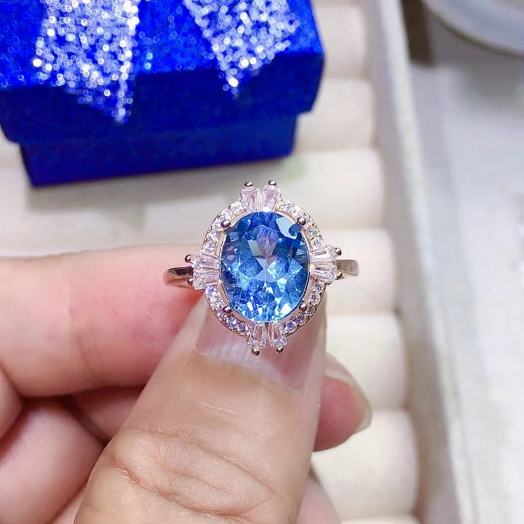 

3ct 8mm*10mm VVS Grade Natural Topaz Ring for Party Vintage 18K Gold Plating 925 Silver Topaz Jewelry Gift for Girlfriend