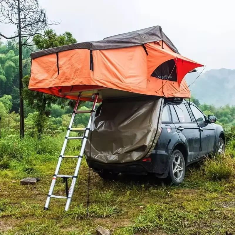 Cheap Camper Trailer Tents OEM/ODM Overland Vehicle Systems Long Style Extended Roof Top with Rain Fly Black Cover Universal