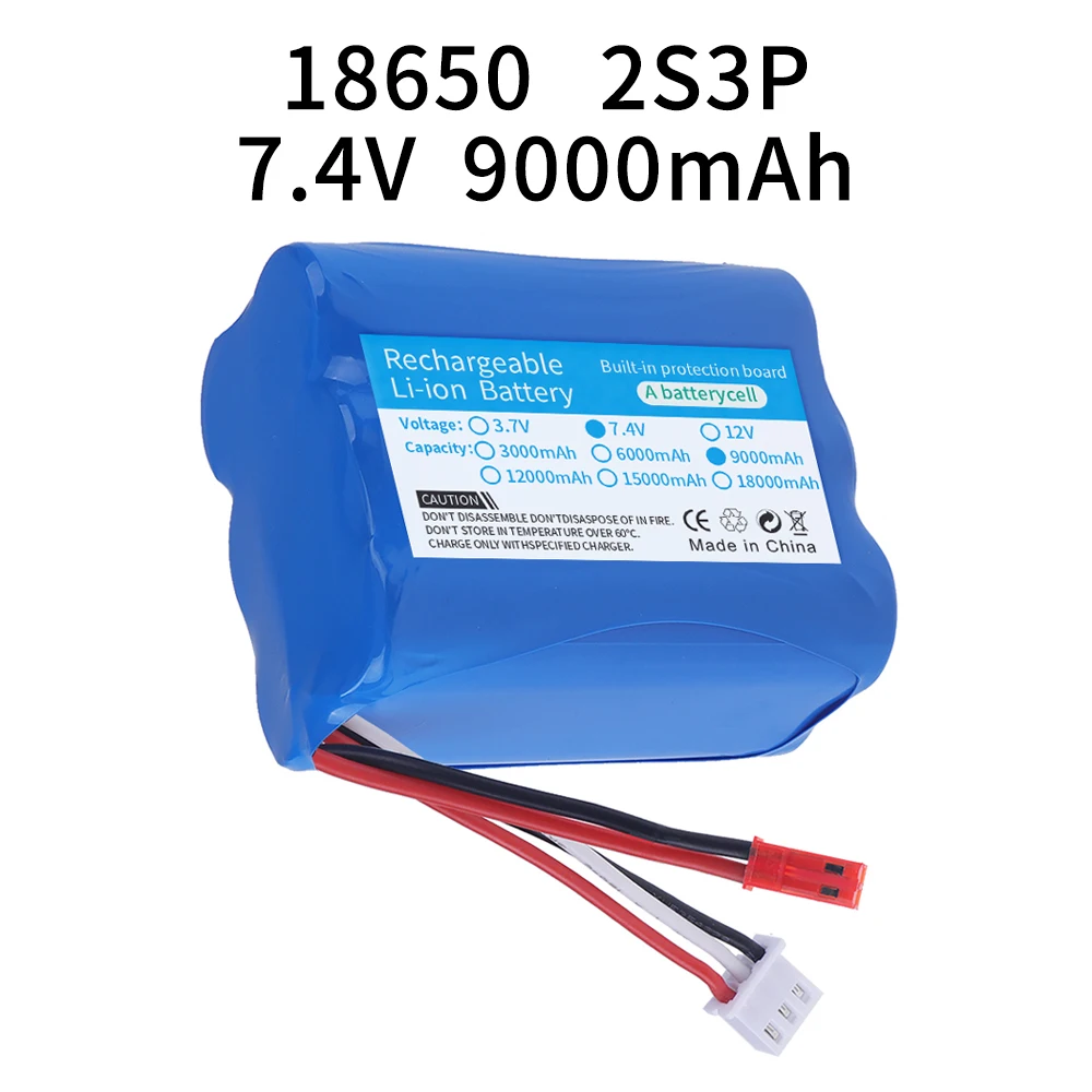 18650 2S 7.4V 9000mAh Li-ion Battery With JST Plug for UDIRC UD1601 UD1602 UD1604 UD1607 SG1603 SG1604 RC Flat Sports Car Toys​