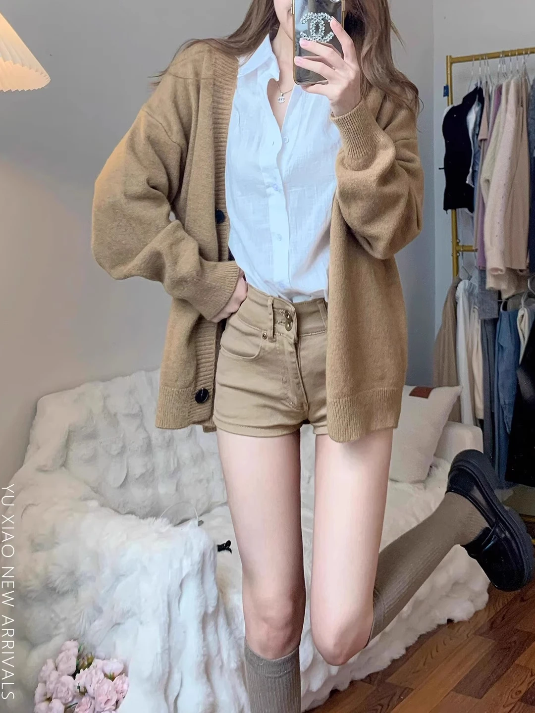 Retro American Khaki Denim orts Women's Summer New Spicy Girl Elastic Slim Fit Bodycon Hot Pants High Waist Wide Leg Jeans