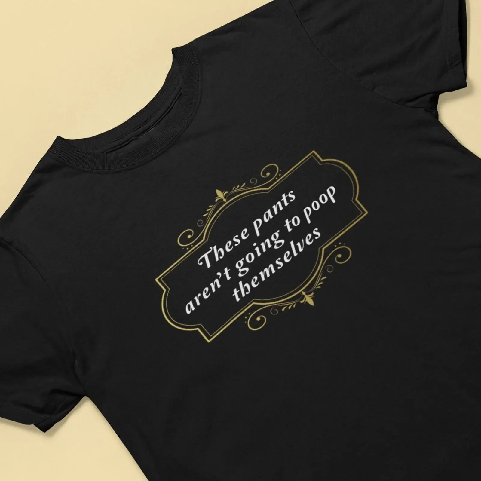 These Pants Aren't Going to Poop Themselves T Shirt Funny Gag Shitpost Meme Humor  vintage Washed Stretched