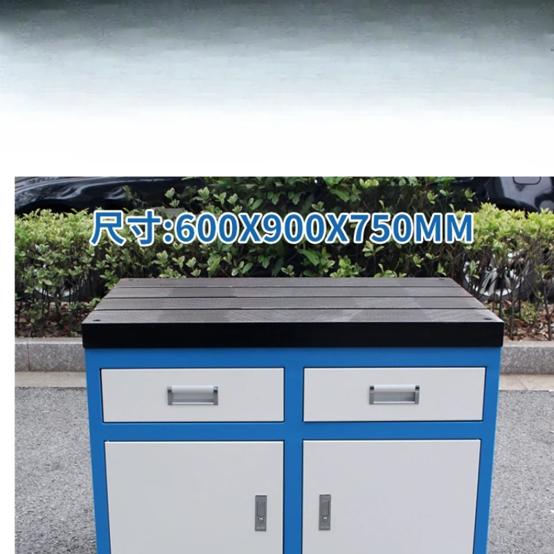 Mobile Tapping Machine Workbench with T-Slot Drawer Cabinet Tapping Machine Base Cast Iron Platform