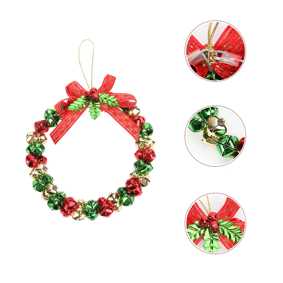 

1Pcs Christmas Bell Wreath Colorful Bells Design Festive Door Wall Hanging Decor Christmas Bell Wreath Floral Pendant