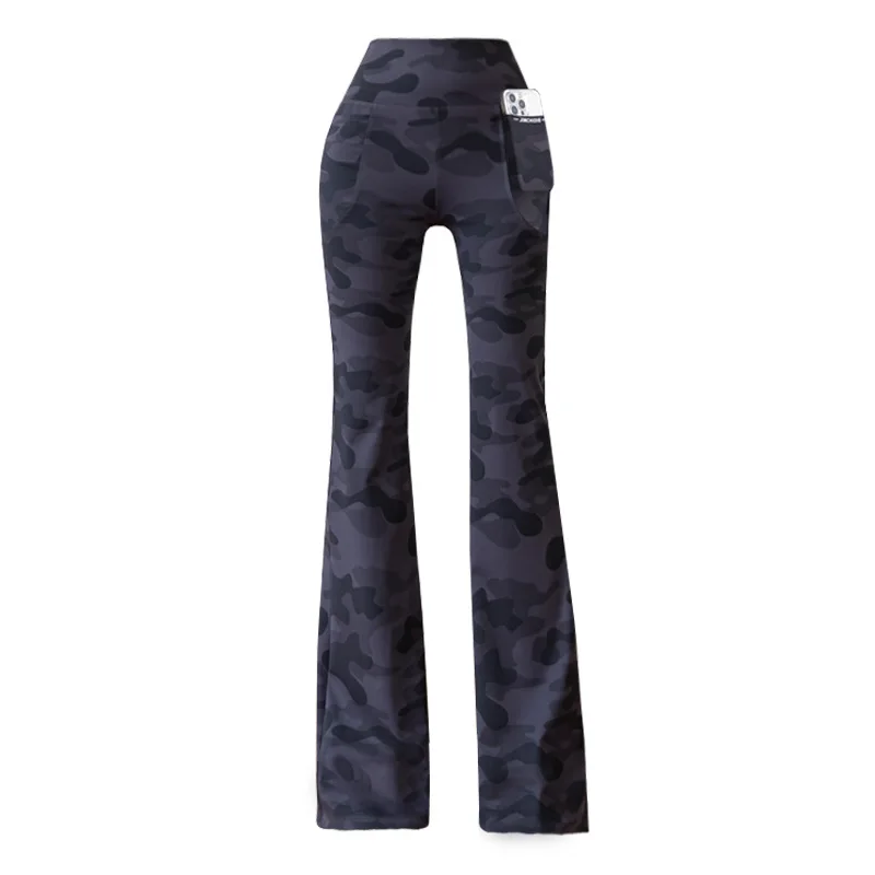 ハイウエストベルボトムヨガパンツ ダブルケットアーク マイクロフレアパンツ 大きいサイズ お腹シェイプ アウターウェア ブラゴールド バットリフト...