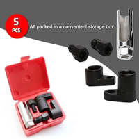 5pcs Oxygen Sensor Wrench Kit for Automotive O2 Socket Removal Install Offset Vacuum Sensor Socket Thread Chaser Tool