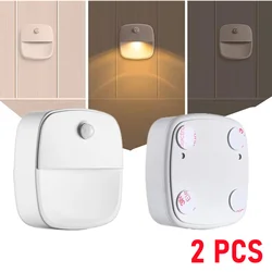 2Pcs LED Night Light With PIR Motion Sensor Light Wall Plug in Night Lamp Bedroom Decor Socket Lamps For Closet Aisle Hallway