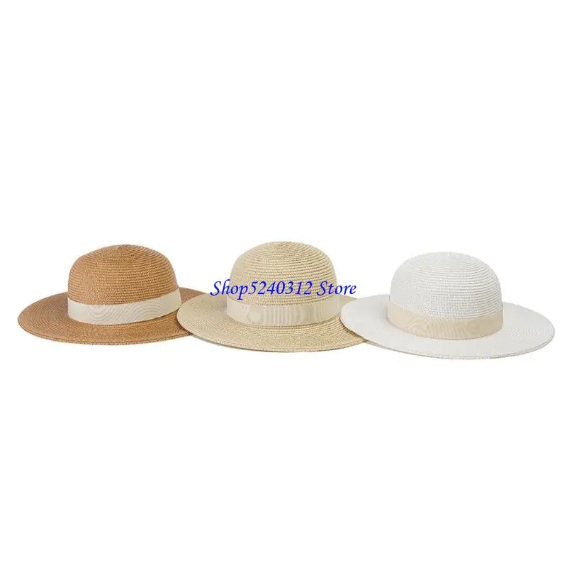 634C Neutral Kids Straw for Sun Cap Graceful Ornament Refined Seaside Outdoor Accesso
