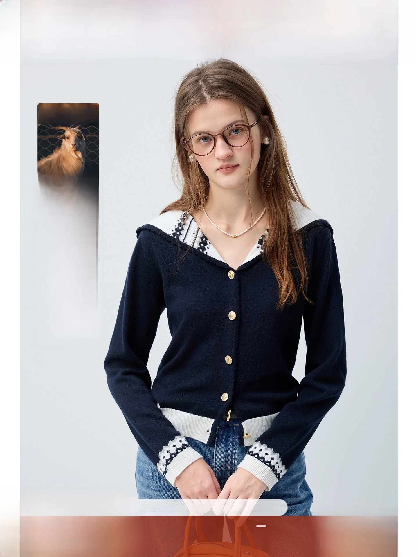 

Женский вязаный кардиган Rui больших размеров, шерстяной, с воротником цвета кобальтовой дымки, винтажный, на весну, стройнящий, для пышных форм