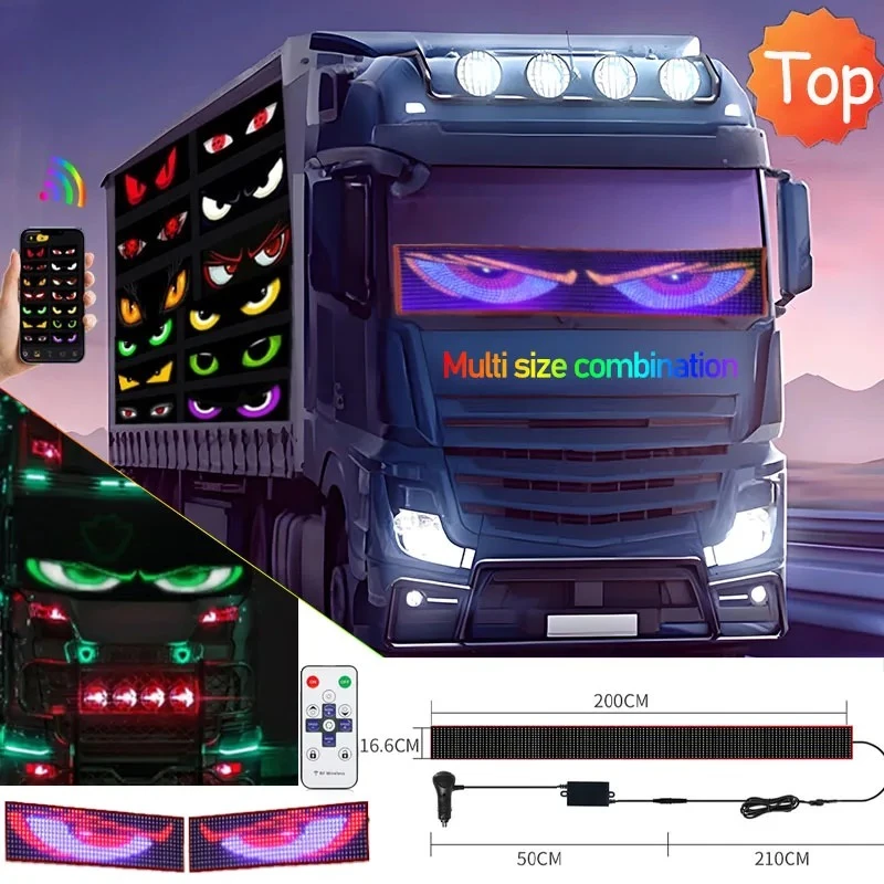 LED Car panel Truck Car Devil Eye LED Pixel Panel Light Remote Control Soft Foldable Lighting Scrolling For Board big truck Ligh