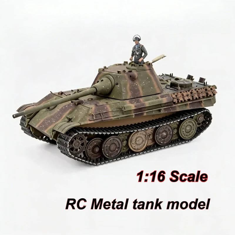 

1/16 RC металлическая модель танка, готовая металлическая модель среднего размера с 6-канальным дистанционным управлением 2,4 ГГц, модель гусеничного автомобиля, игрушка