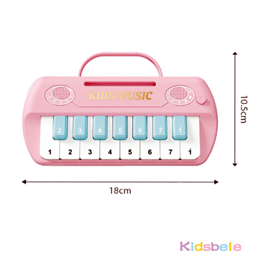 Multi-functional 15 Keys with Handle Kids Minitial Electronic Piano Portable Musical Instrument Toy with Music Score Learning Gi