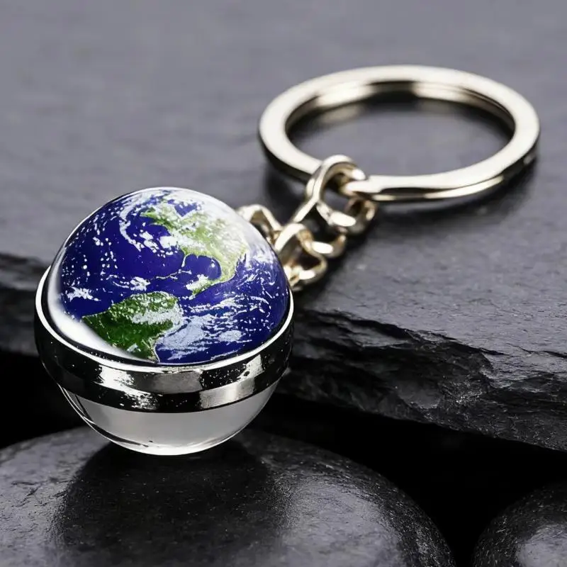 Crystal Sun and Planet Keychain Featuring Jupiter and Milky Way Galaxy Design for Astronomy Lovers Unique Gift Accessory