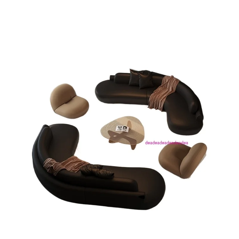 

Italian minimalist curved corner sofa living room light luxury design