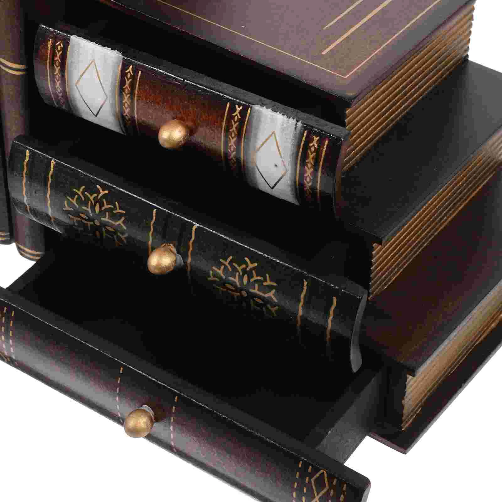 European Retro Bookends Shelf Decorative Wood Storage Cases for Shelves Quirky Shape Container