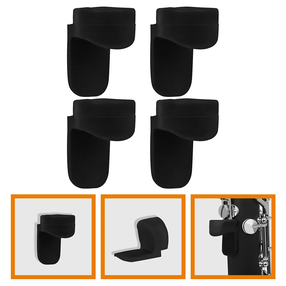 4 Pcs Mosaic Clarinet Round Color Long Handle Thumb Pad (black) *4pcs Finger Rest Cushion Silica Gel