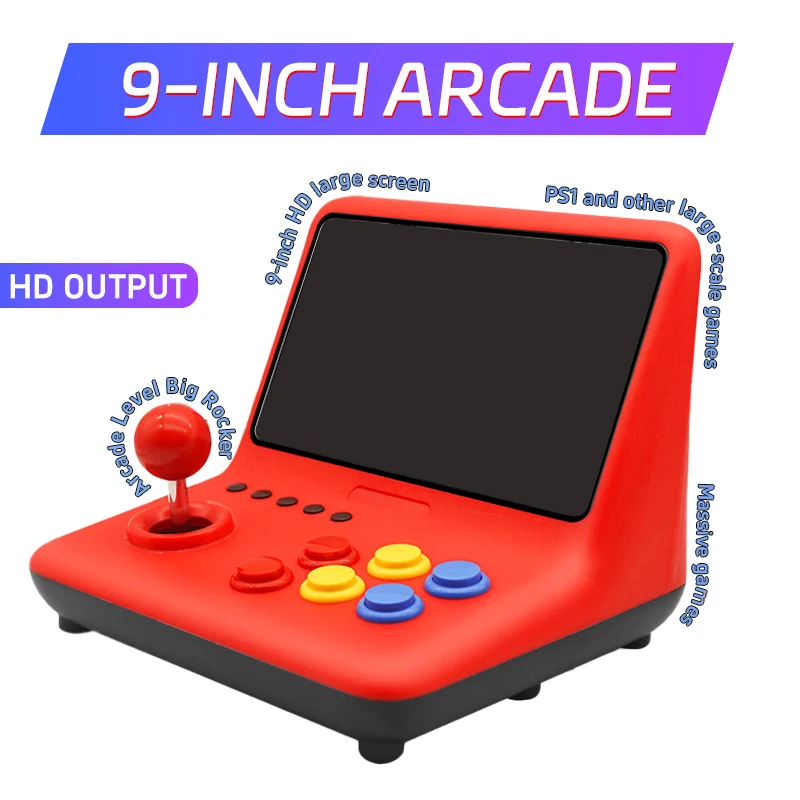 Coopreme A12 9인치 IPS 대형 화면 아케이드 게임 콘솔 5000개 게임 더블 조이스틱 데스크탑 GBA 소형 콘솔