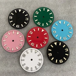 28.5mm Modified Watch Dial 369 Nail Dial with Green Luminous Watch Accessories Suitable for NH35/NH36/4R/7S Movement