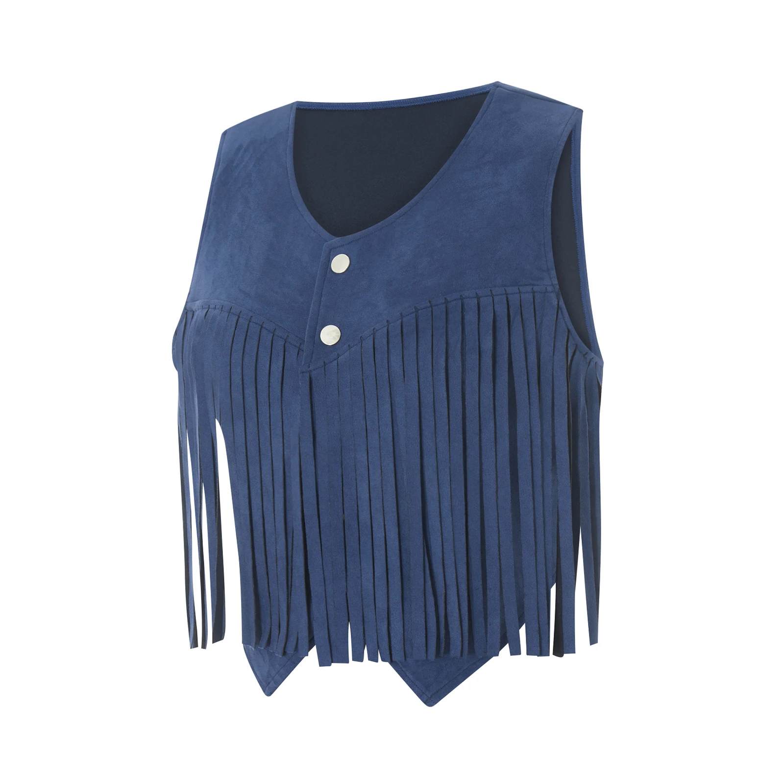 Casual Solid Color Hippie Crop Jacket Women Front Button Sleeveless Tassel Suede Vests Retro Waistcoat Female Tops Streetwear