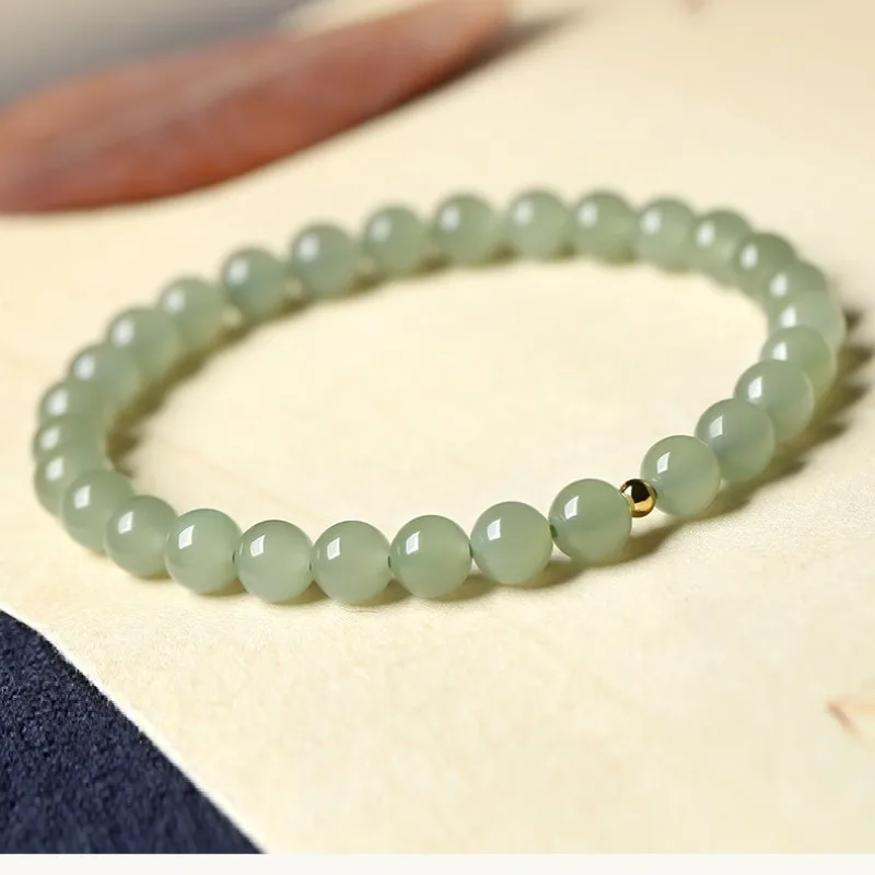 Natural Hetian White Nephrite, Sapphire, Lavender Pink Jasper & Green Jade Beaded Bracelets (Holiday/Birthday Gifts)