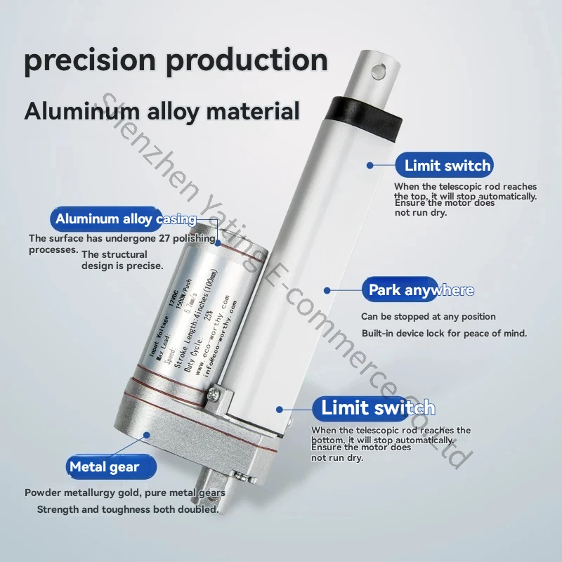 Electric Push Rod Telescopic Rod 12v24 Volt DC Reciprocating Motor Cylinder Industrial Grade Large Thrust Remote Control Lifter