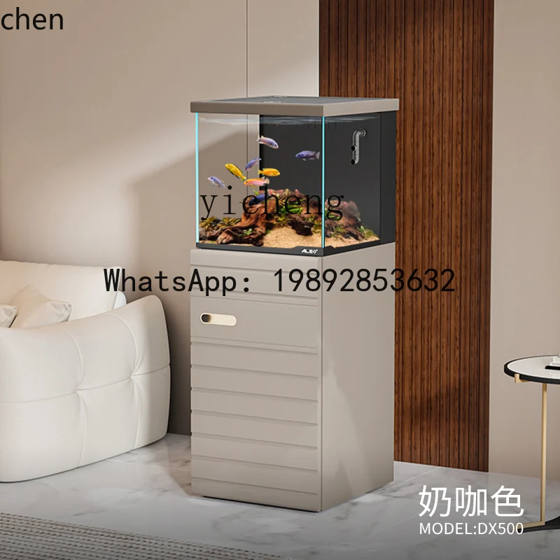 

HT Living Room Small Ultra-clear Glass Landscaping Bottom Filter Marine Aquarium Ecological Fish Tank for Home Use