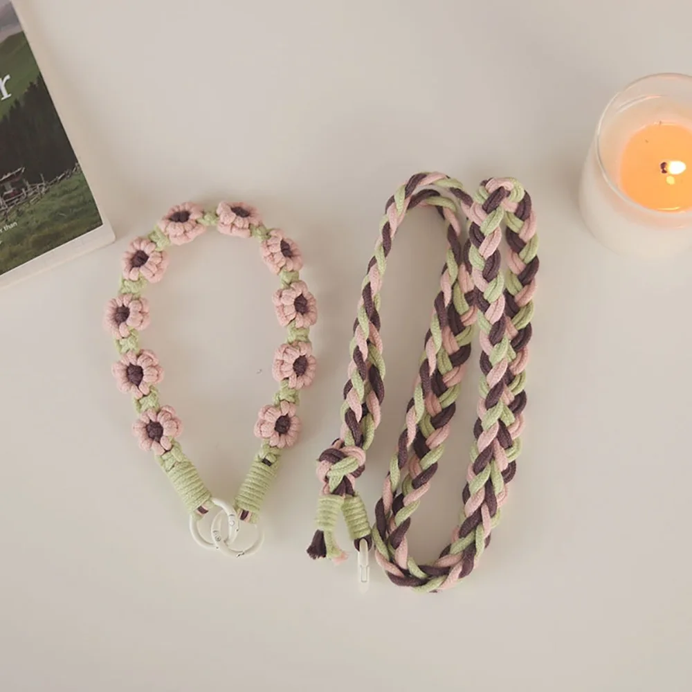 

Crossbody 2 in 1 Long Boho Phone Case Rope Cellphone Strap Lanyard Keyring Daisy Flower Work Card Rope DIY Craft Accessories