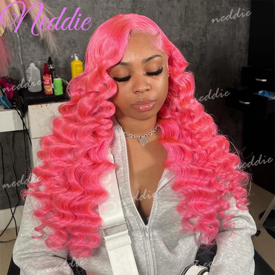 

Body Wave Pink Lace Frontal Wig 13x4 13x6 Brazilian HD Transparent 100% Human Hair For Women Colored 30 36 Inch Lace Front Wigs