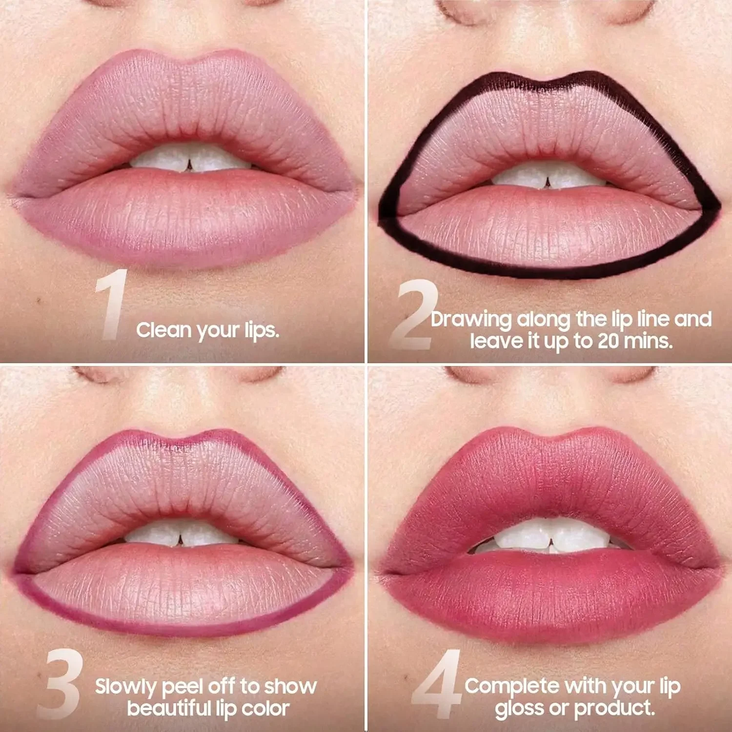 Peel Off Lip Liner Stain Non-Stick Cup Lip Tattoo Peel Off กันน้ํายาวนานสบาย Vivid Peel Lip Stain สําหรับความงามริมฝีปาก