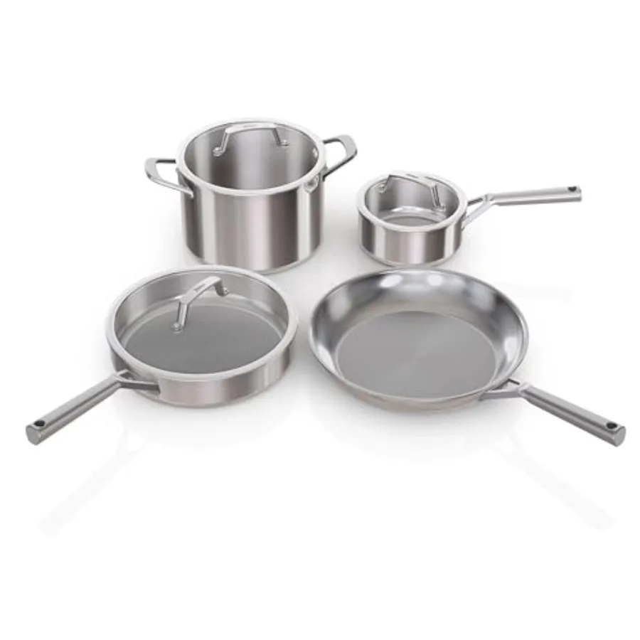 

EverClad Stainless Steel Cookware 7 Piece Pots Pans Set for All Stovetops Including Induction Oven Safe Up to 600F TriPly Comme