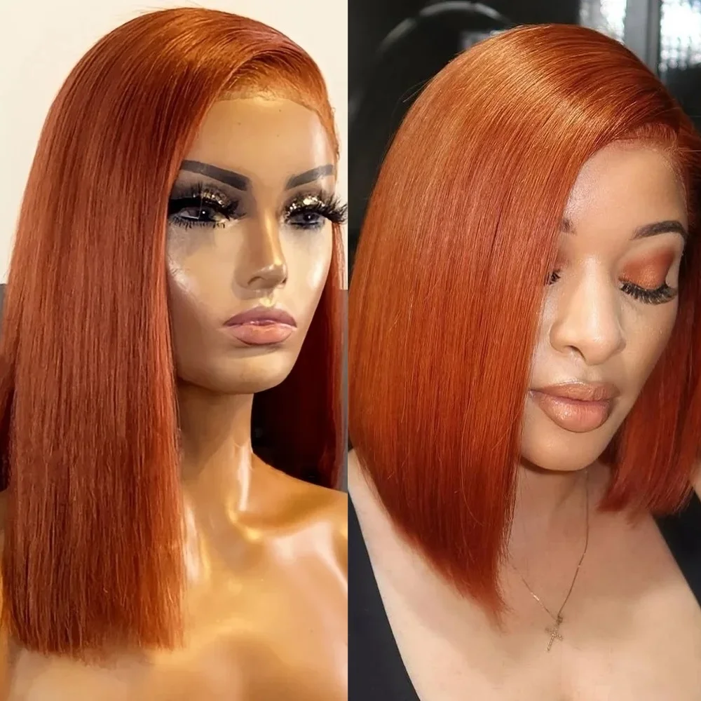 200 Density 13x4 HD Lace Frontal Wigs Silky Straight Bob Wigs Transparent Lace Front Bob Wigs Pre Cut Glueless Wigs Ready to Go