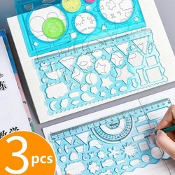 3Pcs Kaleidoscope Templates Rulers with Protractor Wave Edges 30 Unique Patterns for Student Children DIY Scrapbooking Drawing S